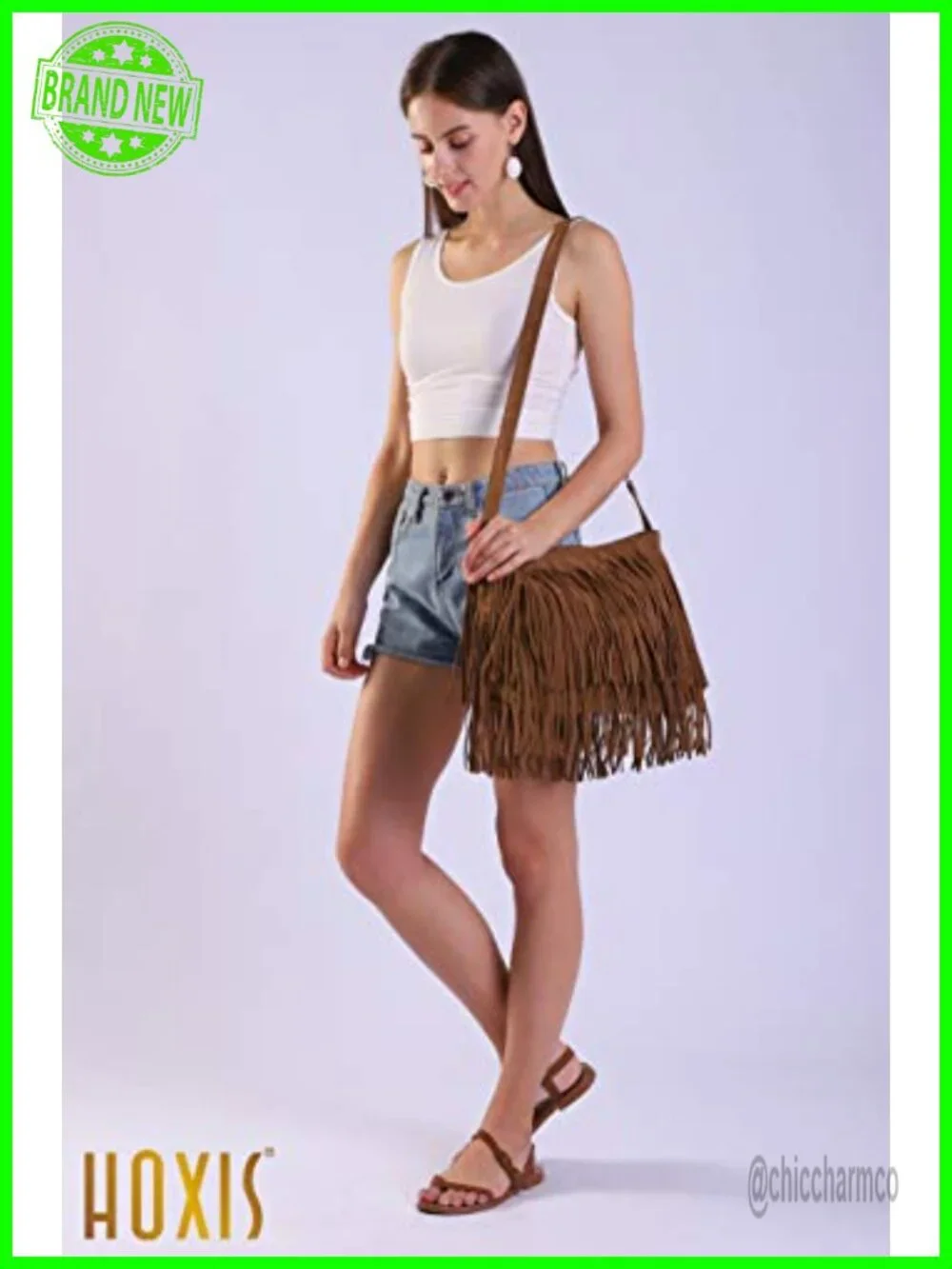 Tassel Faux Suede Leather Hobo Crossbody Shoulder Bag